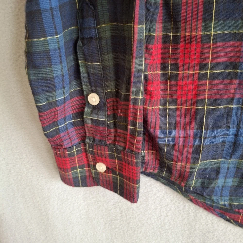 Ralph‎ Lauren Junior's Shirt Blue Red Plaid Button Down Large (14-16) Tartan